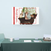 Red Edgy Abstract Torn Photo Afstuderen Spandoek (Beurs)