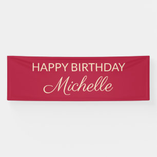 Red Editable Color Happy Birthday Name Banner
