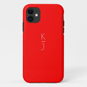 Red Editable Monogram Hoesje-Matte iPhone Case