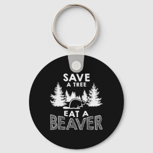 Red een boom Eet een Bever Grappige Earth Day omge Sleutelhanger