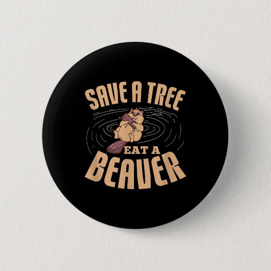 Red een boom eet een bever milieubescherming ronde button 5,7 cm (Voorkant)