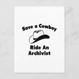 Red een cowboy.. Rijden een archivaris Briefkaart