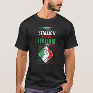 Red een hengst rijden een Italiaanse leuke volwass T-shirt