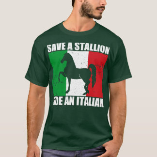 Red een hengstenrit een Italiaan T-shirt
