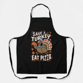 Red een kalkoen, eet pizza, grappig Thanksgiving-k Schort (Voorkant)