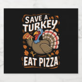 Red een kalkoen eet pizza grappige Thanksgiving ko Bier Etiket (Enkel label)