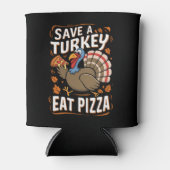 Red een kalkoen eet pizza grappige Thanksgiving ko Blikjeskoeler (Voorkant)