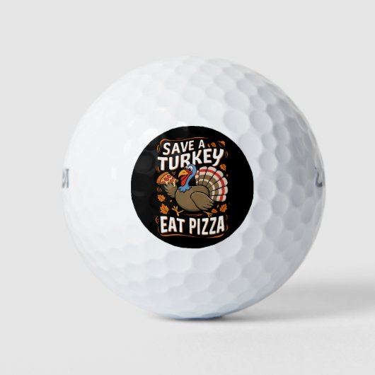 Red een kalkoen eet pizza grappige Thanksgiving ko Golfballen (Voorkant)