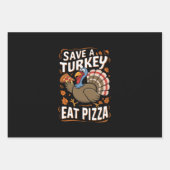 Red een kalkoen eet pizza grappige Thanksgiving ko Inpakpapier Vel (Voorkant)