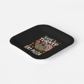 Red een kalkoen eet pizza grappige Thanksgiving ko Papieren Bordje (Gebogen)