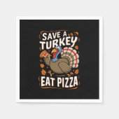 Red een kalkoen eet pizza grappige Thanksgiving ko Servet (Voorkant)