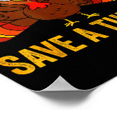 Red een kalkoen, eet pizza, grappige thanksgiving poster (Hoek)
