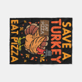 Red een kalkoen eet pizza leuk Thanksgiving eten l Fleece Deken (Voorkant (Horizontaal))