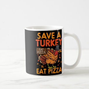 Red een kalkoen eet pizza leuk Thanksgiving eten l Koffiemok