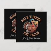 Red een kalkoen, eet taco's! Een grappige Thanksgi Kaart (Voorkant / Achterkant)