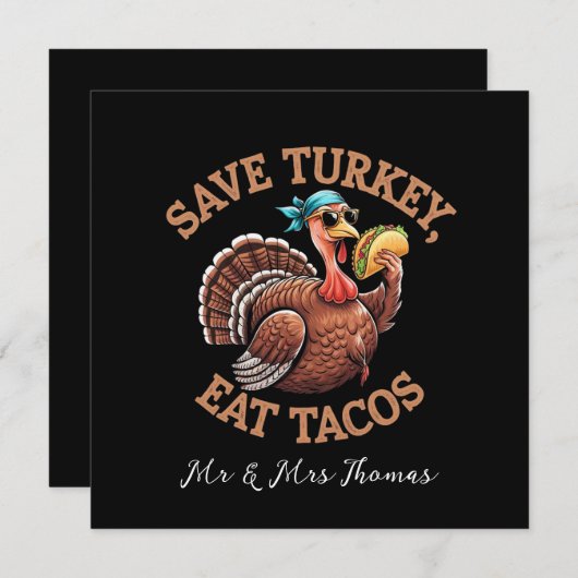 Red een kalkoen, eet taco's! Een grappige Thanksgi Kaart (Voorkant / Achterkant)