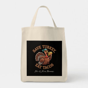 Red een kalkoen, eet taco's! Een grappige Thanksgi Tote Bag