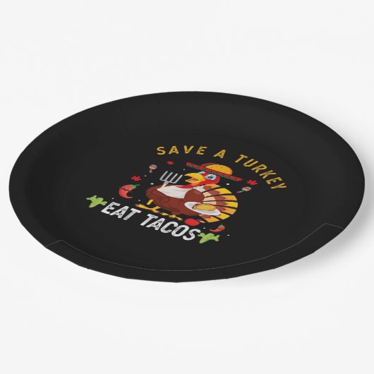 Red een kalkoen Eet taco's Grappig Mexicaans Papieren Bordje (Gekanteld)