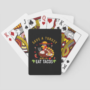 Red een kalkoen Eet taco's Grappig Mexicaans Pokerkaarten