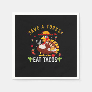 Red een kalkoen Eet taco's Grappig Mexicaans Servet
