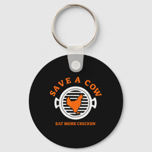 Red een Koe Eet Meer Gegrilde Kip Grappig Bbq T-sh Sleutelhanger