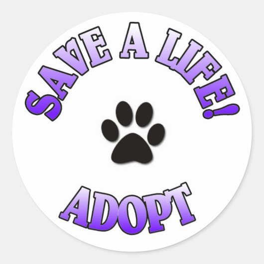RED EEN LEVEN, ADOPTEER! HOND KAT REDDING PET RONDE STICKER (Voorkant)