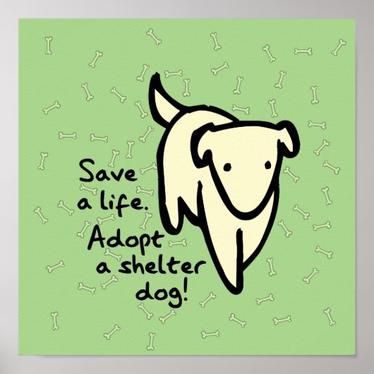 Red een leven Adoptieposter asielhond Poster (Voorkant)
