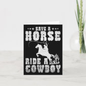 Red een paard dat een cowboy Funny Horse Riding Ma Kaart (Voorkant)
