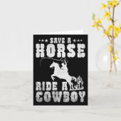 Red een paard dat een cowboy Funny Horse Riding Ma Kaart (Gele Bloem)