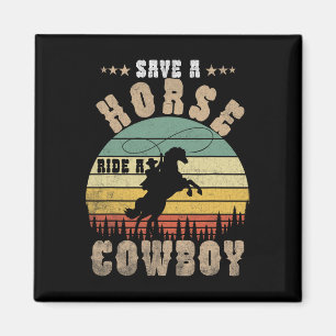 Red een paard dat een cowboy Funny Horse Riding Ma Magneet