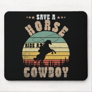 Red een paard dat een cowboy Funny Horse Riding Ma Muismat
