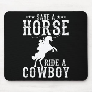 Red een paard dat een cowboy Funny Horse Riding Ma Muismat