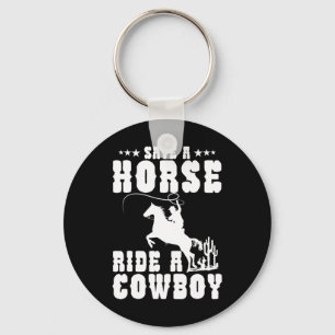 Red een paard dat een cowboy Funny Horse Riding Ma Sleutelhanger