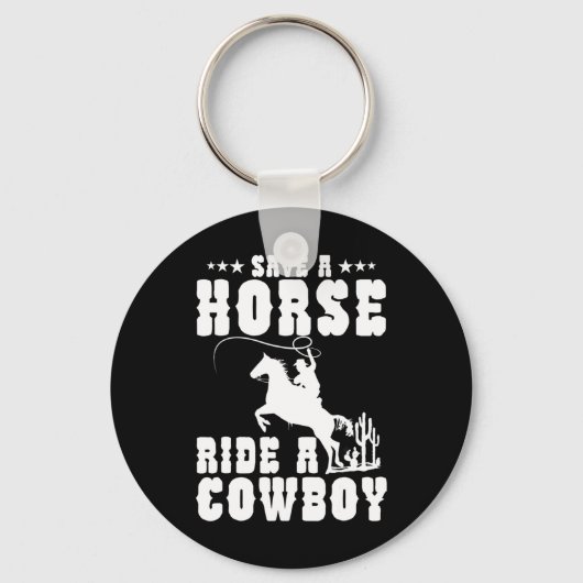 Red een paard dat een cowboy Funny Horse Riding Ma Sleutelhanger (Voorkant)