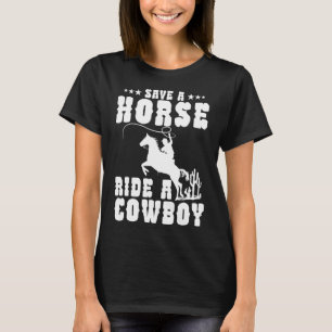 Red een paard dat een cowboy Funny Horse Riding Ma T-shirt