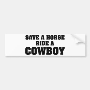 Red een paard met een cowboy bumpersticker