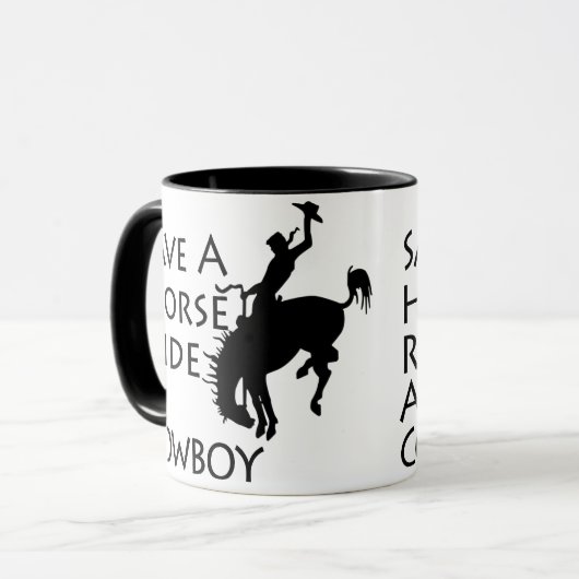 Red een paard met een cowboy mok (Voorkant links)