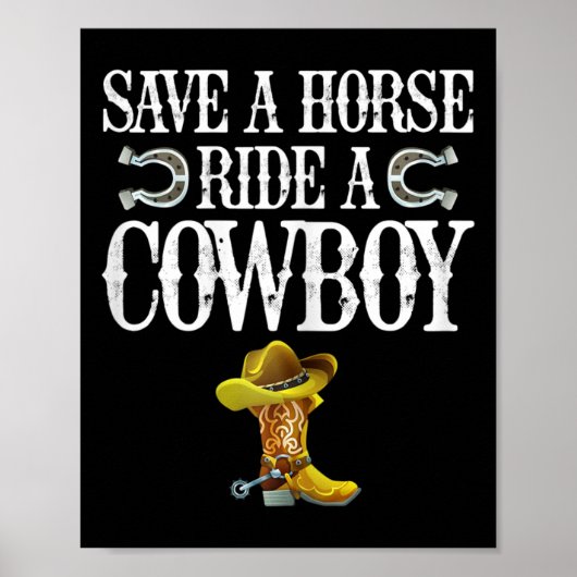 Red een paard met een cowboy poster (Voorkant)