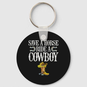 Red een paard met een cowboy sleutelhanger