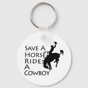 Red een paard met een cowboy sleutelhanger