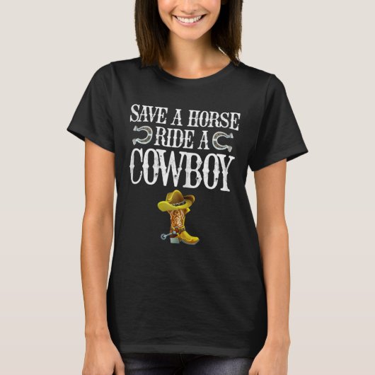 Red een paard met een cowboy t-shirt (Voorkant)