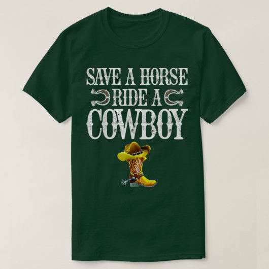 Red een paard met een cowboy t-shirt (Design voorkant)