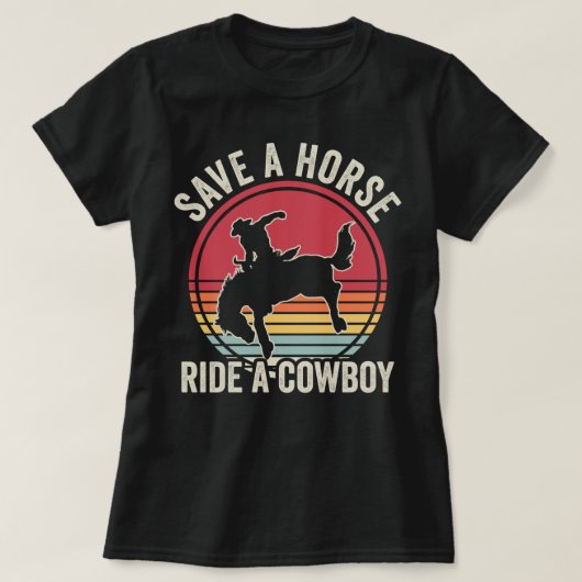 Red een paard met een cowboy t-shirt (Design voorkant)