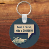 Red een paard, Ride een Cowboy! Funny Horse Sleute Sleutelhanger (Voorkant)