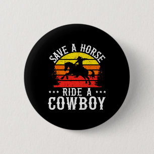 Red een paard Ride een cowboy Western Rodeo Horsec Ronde Button 5,7 Cm