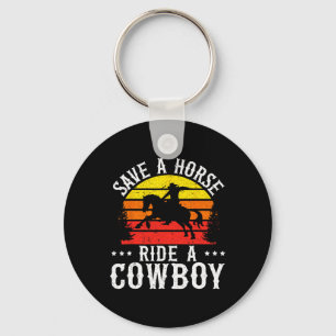 Red een paard Ride een cowboy Western Rodeo Horsec Sleutelhanger
