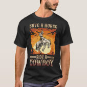 Red een paard Ride een cowboy Western Rodeo Horsec T-shirt (Voorkant)