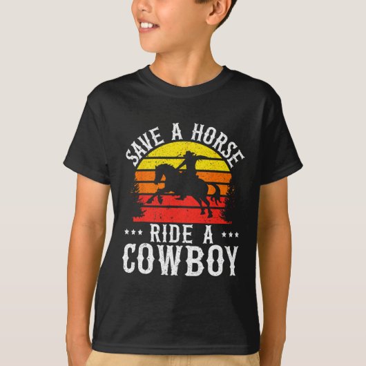 Red een paard Ride een cowboy Western Rodeo Horsec T-shirt (Voorkant)