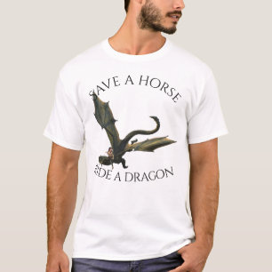 Red een paard Ride een Dragon Woman Rider T-shirt