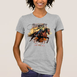 Red een paard; rij een cowboy | Dames slanke pasvo T-shirt